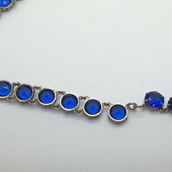 Antique Georgian Rivière  Necklace & Bracelet Blue Saphire Paste Open Back - Picture 6 of 8